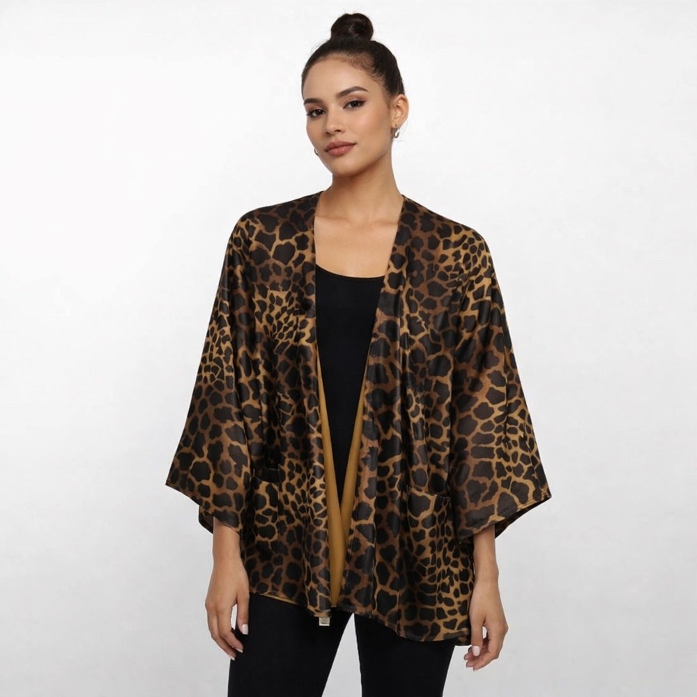 Kathleen Vintage 1980's Velour Poncho One‎ Size Cape Giraffe Mob Wife Fur Coat